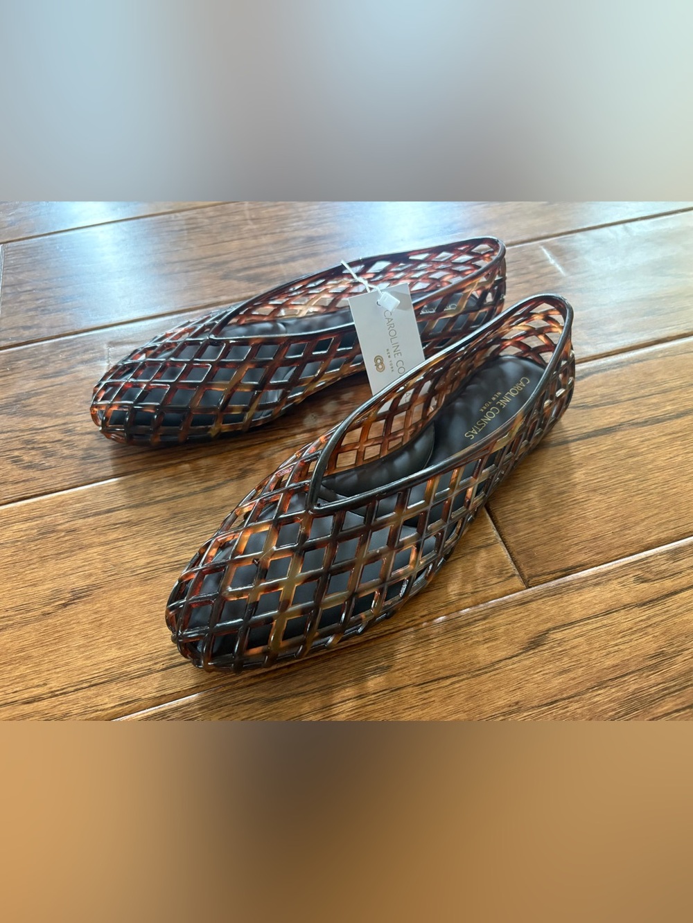 Caroline Constas Tortoise  Jelly Flats  Slip on shoes  NEW  Size 7